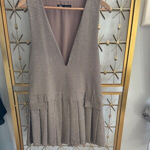 Zara Brown Checkered Mini Dress